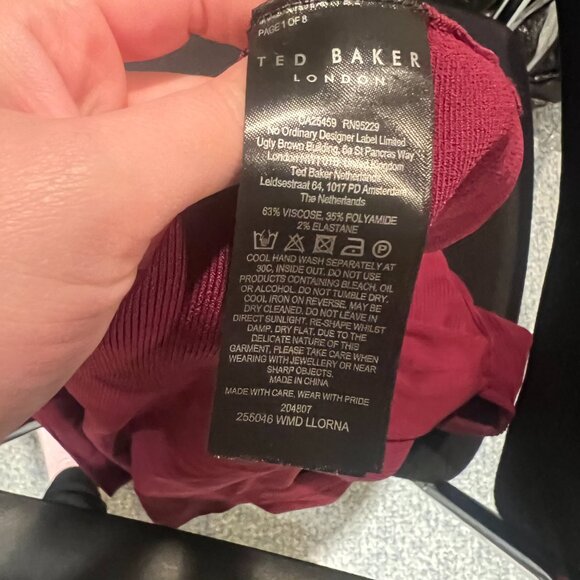 Ted Baker Llorna Skater Dress burgundy size 2 nwot - Picture 9 of 10